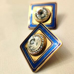 Vintage enamel and crystals earrings